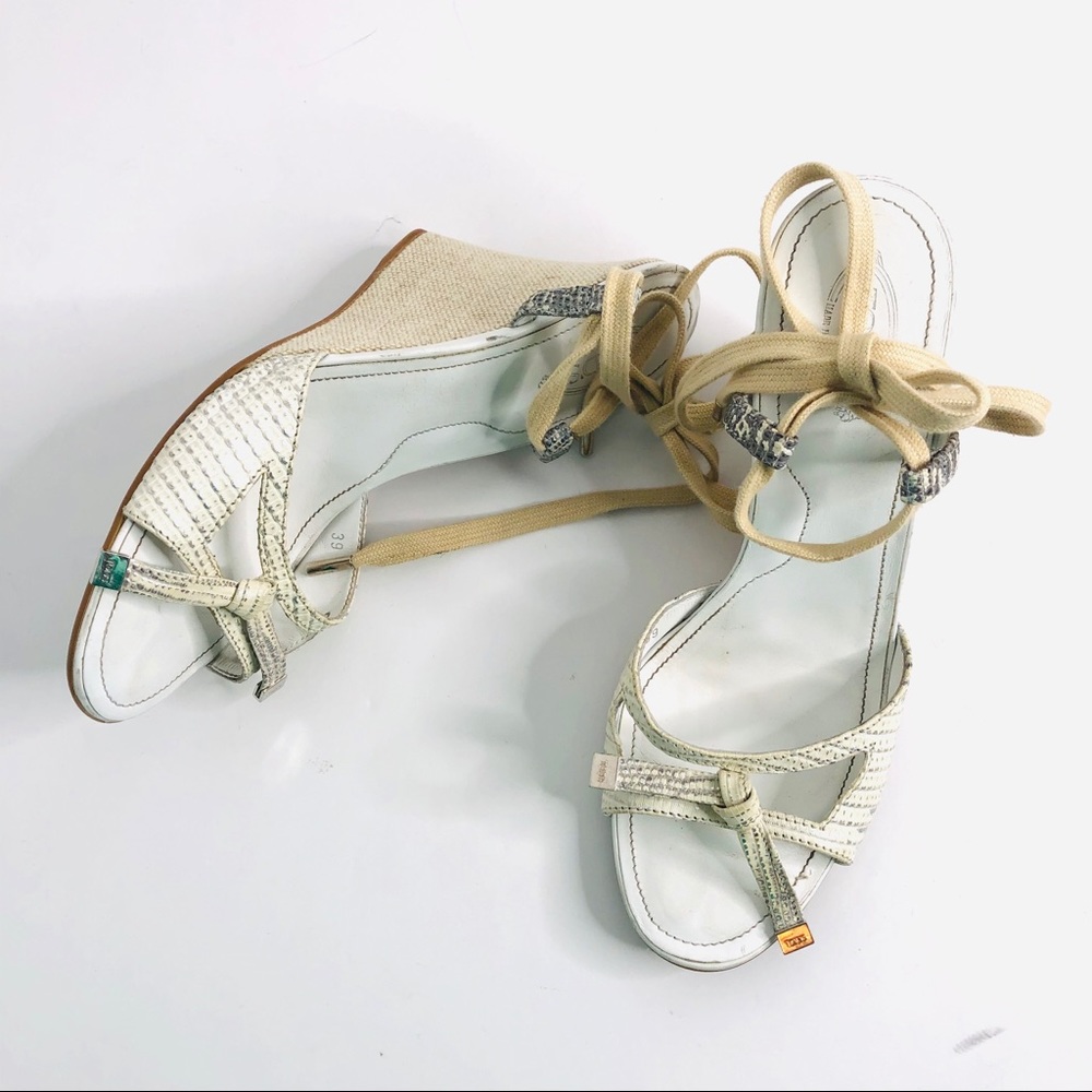 Tod’s Open Toe Wedge with Ankle Wrap 39